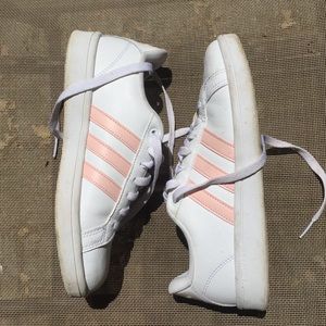 White and Pink Adidas Sneakers with Cloudfoam